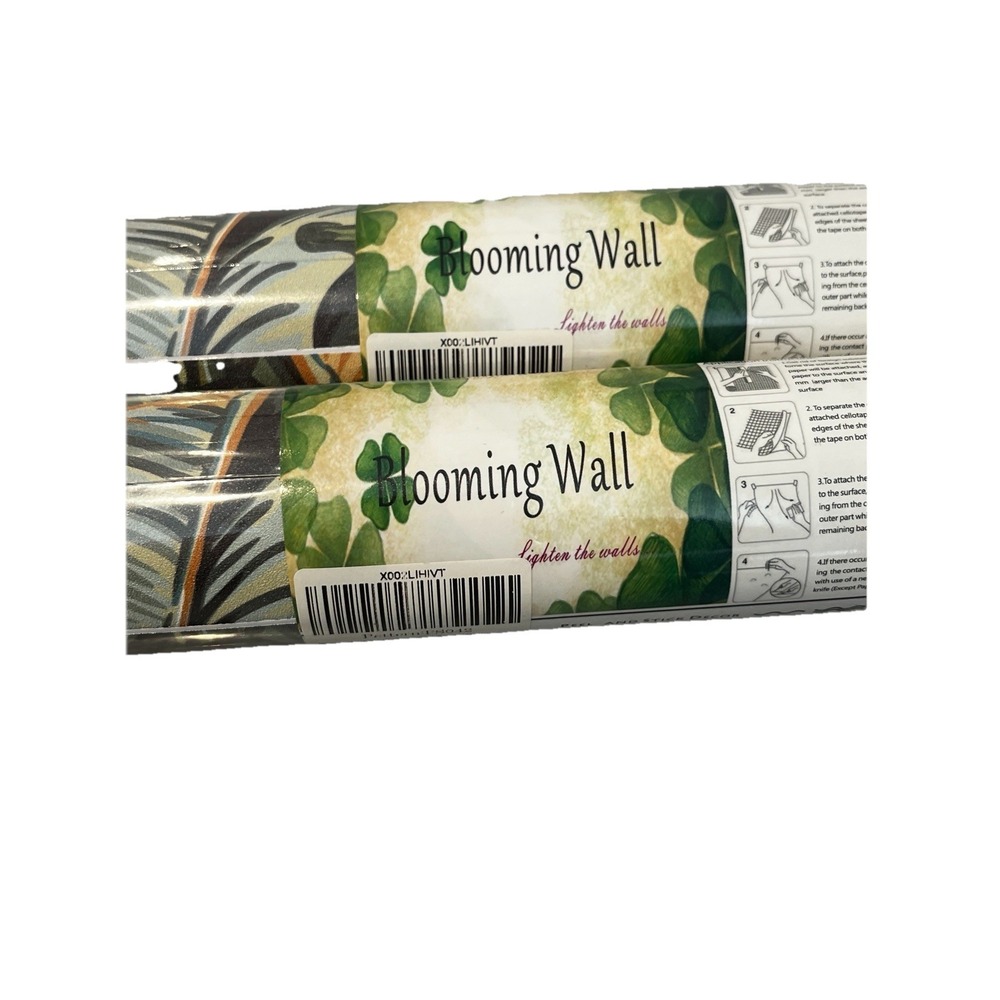 2 Rolls Blooming Multicolor PS042 Peel & Stick Wallpaper- Tropical Leaves- Palms